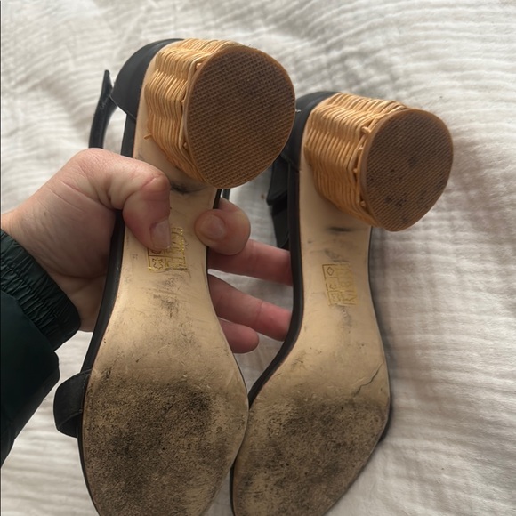 Jeffrey Campbell for anthropology retro look Black and wicker Sandal Heels Sz 8 - Picture 3 of 5